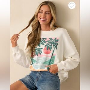 Z Supply Ivory High Tide Graphic Sweatshirt
